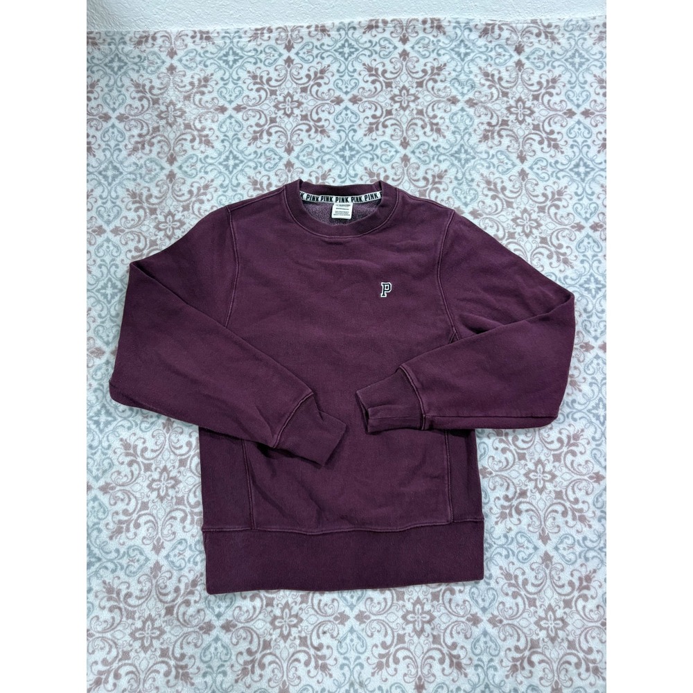 Victoria's Secret PINK Crewneck Sweatshirt Burgundy Maroon Logo XS
